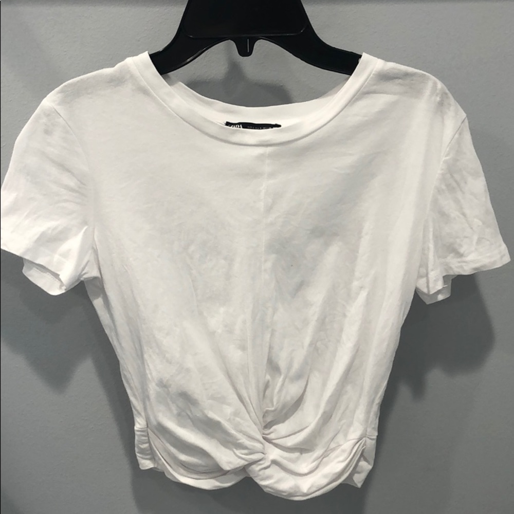 Zara cropped knot T shirt